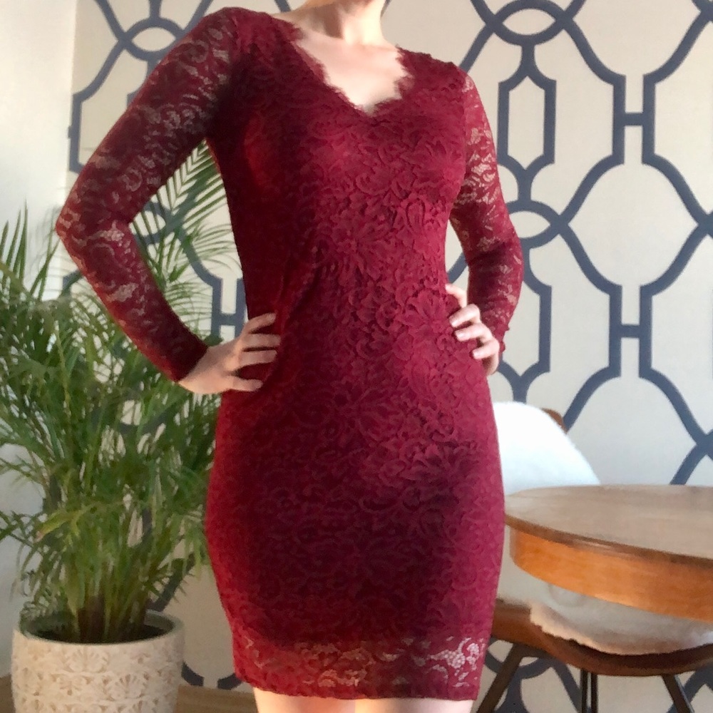 Gorgeous Wine Lace Party Dress